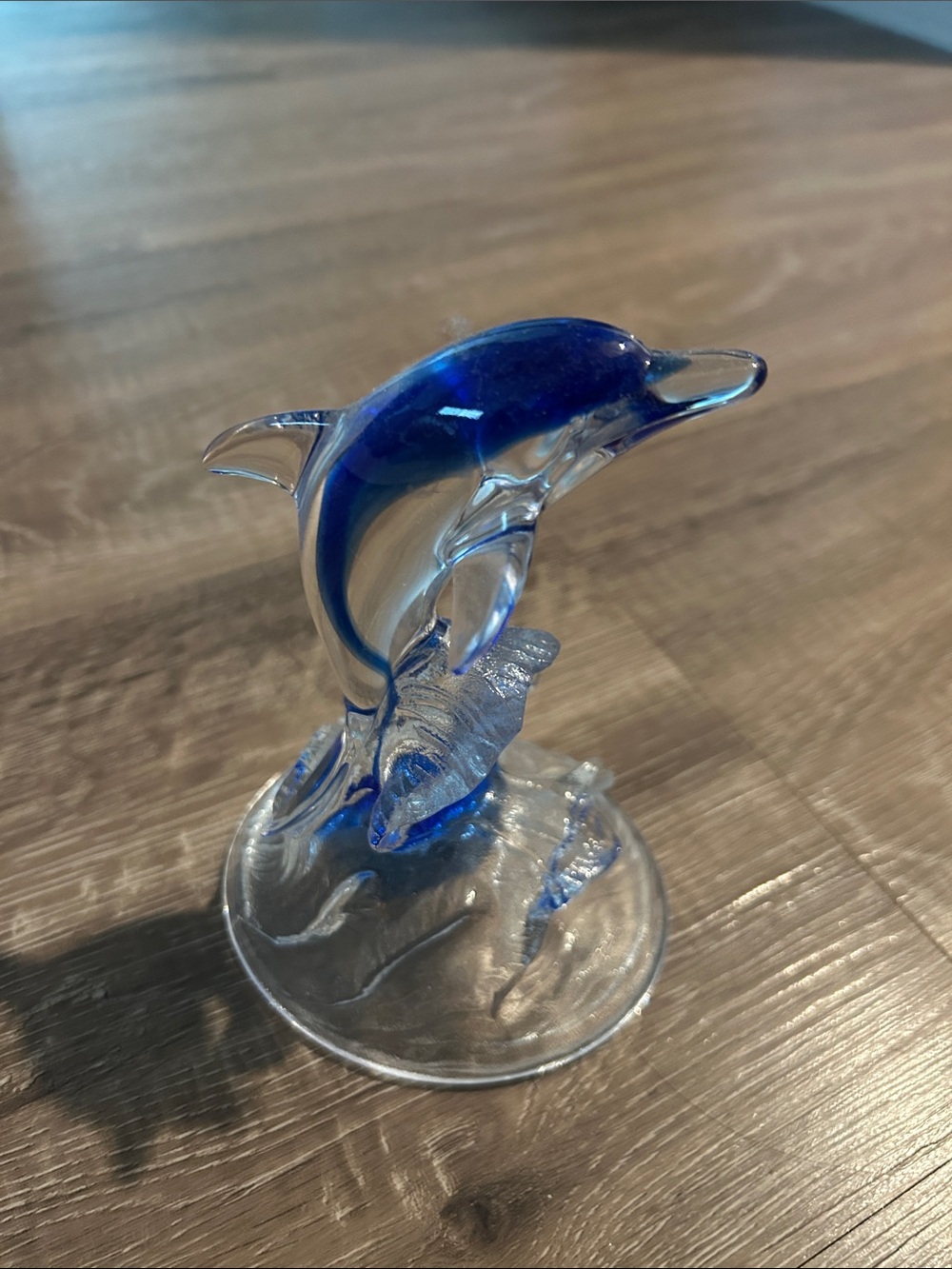 Blue Glass Dolphin Figurine - Decorative Home Art